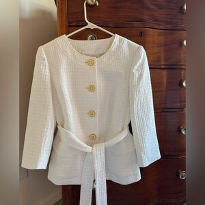 Banana Republic White Textured Jacket/Blazer